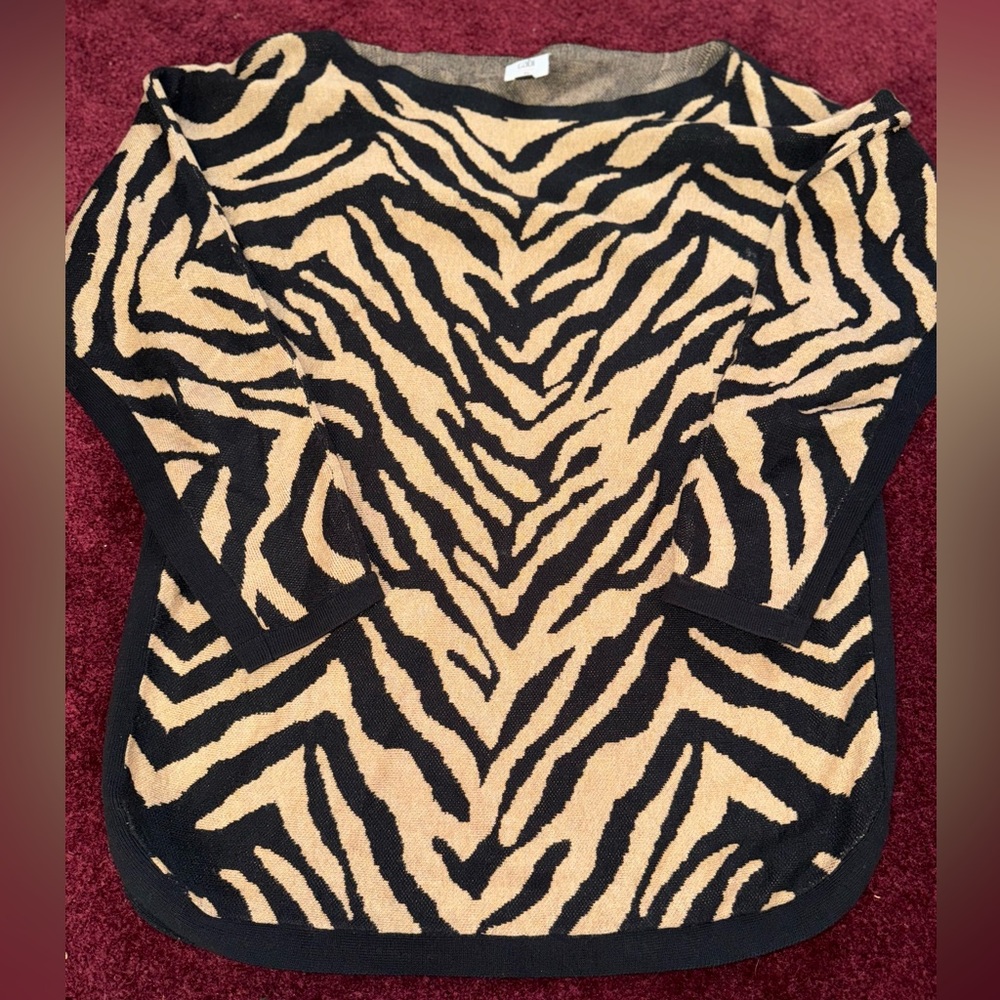 Cabi cheetah print stripe soft knit sweater animal size XS